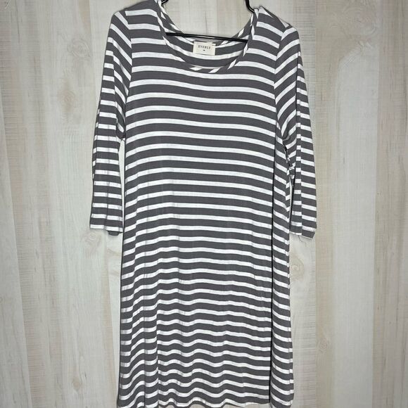 Everly gray and white striped‎ shirt dress, size XL - Picture 1 of 12